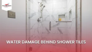 water damage behind shower tiles